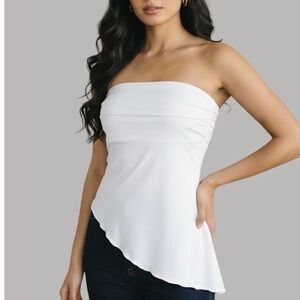 Cider White Strapless Asymmetric Tube Top size XXS